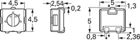 Cermet trimmer potentiometer, 1 MΩ, 0.25 W, SMD, on top, 23AR1MEGLFTR
