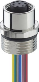 Sensor actuator cable, M12-flange socket, straight to open end, 4 pole, 0.5 m, PVC, metal, 4 A, 1220 04 T16CW 0,5M