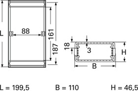 ABS enclosure, (L x W x H) 199.5 x 110 x 46.5 mm, black (RAL 9004), SNAP 10004.9 SCHWARZ