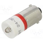 186003A0, Индикат.лампа: LED; BA9S,T10; красный; пластик; 24-30ВDC; -20-60°C