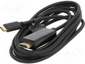 A-CM-HDMIM-02, Адаптер; HDMI 2.0,USB 3.1; вилка HDMI,вилка USB C; 2м; черный