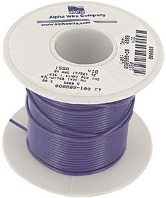 Фото 1/3 1550 VI005, Провод; HookUp Wire PVC; многопров; Cu; 24AWG; фиолетовый; ПВХ; 1кВ