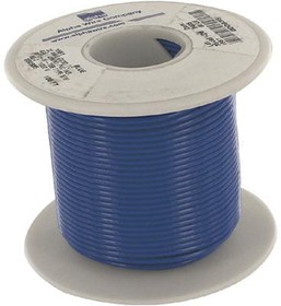 Фото 1/4 1551 BL005, Hook-up Wire 22AWG 7/30 PVC 100ft SPOOL BLUE