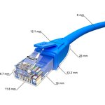 GCR-53029, GCR Патч-корд PROF прямой 1.0m, UTP медь кат.6, синий, 24 AWG ...