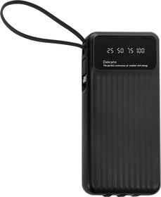 Фото 1/2 GCR-55047, GCR PowerBank на 10000mAh со встроенным кабелем USB / MicroUSB / TypeC / Lightning + фонарик, черный