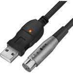 GCR-53044, GCR Кабель 3.0m микрофонный USB / XLR черный