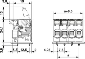 PCB terminal, 2 pole, pitch 7.5 mm, AWG 24-10, 41 A, spring-clamp connection, green, 1792106