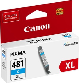 Фото 1/10 Картридж струйный Canon CLI-481XLC 2044C001 голубой (8.3мл) для Canon Pixma TS6140/TS8140TS/ TS9140/TR7540/TR8540