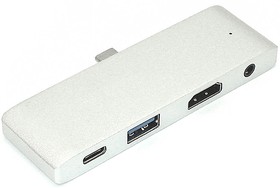 Адаптер Type C на HDMI, USB 3.0, Audio 3,5, Type C серебристый