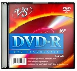 Фото 1/3 VSDVDRSL501, Диск DVD-R VS 4.7 Gb, 16x, Slim Case (5), (5/200)