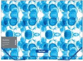 Папка Bubbles на резинке 12 отделений A4, 330x240x25 мм, 700 мкм с рисунком XF4_12601