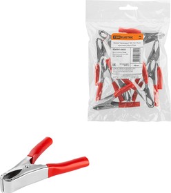 Фото 1/4 SQ0541-0011, Зажим для проводов (крокодил) ЗК 15А 75мм красный упаковка 10 штук TDM Electric