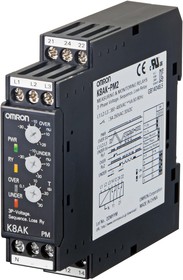 Фото 1/3 K8AK-PM2, Модуль: реле контроля напряжения, DIN, SPDT, 250ВAC/5А, 24ВDC/5А