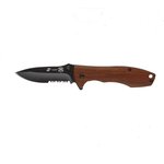 FK-632SW, Нож складной Stinger, клинок 80 мм, рукоять: сталь/сандаловое дерево, коричневый