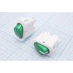 Овальный выключатель 2-х полюсный в белом корпусе с зеленой подсветкой 220В/16А ...