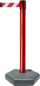 885T-21-D3, Red & White Plastic Retractable Barrier