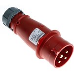 252, AM-TOP IP44 Red Cable Mount 4P Industrial Power Plug, Rated At 16A, 400 V