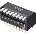 A6FR-8104, Переключатель: DIP-SWITCH, Кол-во секций: 8, ON-OFF, 0,025A/24ВDC