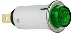 32R-2112T, Panel Mount Indicator Lamps PMI RND .5" Neon 125V Tab Green Hi-Hat