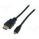 AK-330109-020-S, Cable; HDMI 1.4; HDMI plug,micro HDMI plug; 2m; black