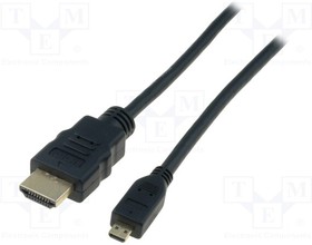 AK-330109-020-S, Cable; HDMI 1.4; HDMI plug,micro HDMI plug; 2m; black