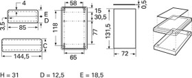 ABS enclosure, (L x W x H) 145 x 85 x 31 mm, black (RAL 9004), TENCLOS 560.9 SCHWARZ