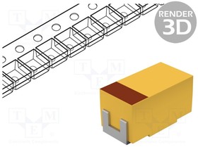 Фото 1/2 TCJA107M004R0200, Конденсатор: танталовый полимерный; 100мкФ; 4ВDC; Корп: A; 1206