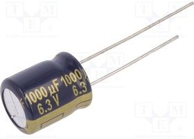 EEUFC0J102, Электролитический конденсатор THT 1000мкФ 6,3В 10x12,5мм P5