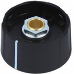 Rotary knob, 6 mm, plastic, black, Ø 31 mm, H 15.5 mm, A2631060