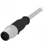 21 34 840 0585 020, Sensor Cable, M12 Plug - Bare End, 5 Conductors, 2m, IP67, Grey