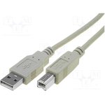 AK-300102-018-E, Кабель, USB 2.0, вилка USB A, вилка USB B, никелированные, 1,8м