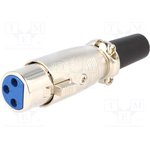 XLR-3G, Connector: XLR; plug; female; PIN: 3; straight; for cable
