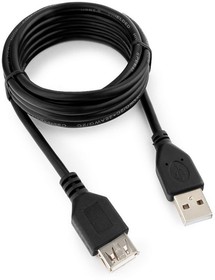 Фото 1/10 Кабель удлинитель USB2.0 Pro AM/AF, 1.8м, экран, черный, пакет CCP-USB2-AMAF-6