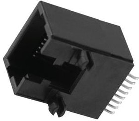 GMX-SMT2-S-66, Modular Connectors / Ethernet Connectors 6P6C R/A SMT SHIELD LOPRO BLK W/LCK POST