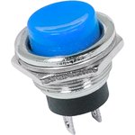 36-3352, Выключатель-кнопка металл 250V 2А (2с) OFF-(ON) ø16.2 синяя (RWD-306)