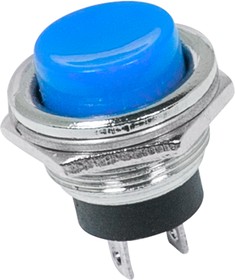 Фото 1/5 36-3352, Выключатель-кнопка металл 250V 2А (2с) OFF-(ON) ø16.2 синяя (RWD-306)