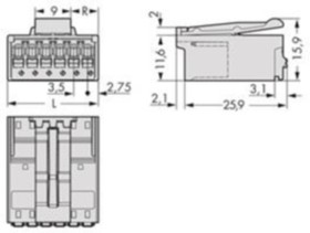 Pin header, 4 pole, pitch 3.5 mm, 0.2-1.5 mm², AWG 24-14, straight, 10 A, 160 V, push-in, 2091-1524/002-000