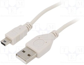 Фото 1/6 CC-USB2-AM5P-6, Кабель; USB 2.0; вилка USB A,вилка mini USB B; позолота; 1,8м