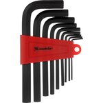 11222, Набор ключей имбусовых HEX, 2,0-12 мм, CrV, 9 шт., короткие, оксидированные