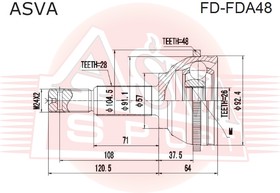 Фото 1/2 FD-FDA48, ШРУС наружный 26x57x28