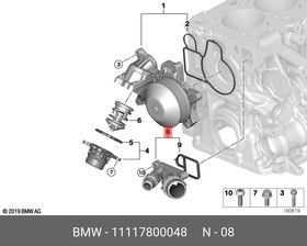11117800048, Фланец сист.охл.BMW 1-СЕРИЯ E82/E88 (2006 )