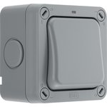 WP12-02, Grey Outdoor Light Switch, 2 Way, 1 Gang, Storm