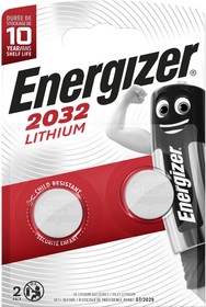 Фото 1/2 Литиевая Батарейка Energizer, Miniatures Lithium CR 2032 2 шт/блист (цена за блистер)
