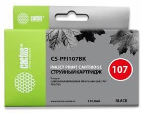 Photo 1/5 Ink Cartridge Cactus CS-PFI107BK Black (130ml) for Canon IP iPF670/iPF680/iPF685/ iPF770/iPF780/iPF785/