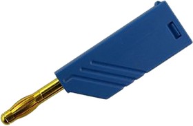 934100702, Blue Male Banana Plug, 4 mm Connector, Screw Termination, 24A, 30 V ac, 60V dc, Gold