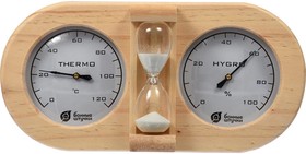 Фото 1/5 18028, Термометр с гигрометром Банная станция с песочными часами, Банные штучки (БАННЫЕ ШТУЧКИ)