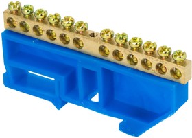 Фото 1/2 sn0-125-12-d-r, Шина 0 N (8х12мм) 12 отверстий латунь синий изолятор на DIN-рейку розничный стикер PROxima