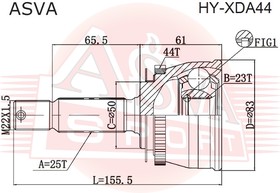 Фото 1/3 hy-xda44, Шрус наружный 23x50x25 HYUNDAI ELANTRA 2000-2006LANTRA 2000-2006