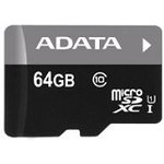 Флеш карта microSDXC 64GB A-Data AUSDX64GUICL10-RA1 + adapter