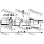 0512M316MT, Полуось правая 24x433x28
